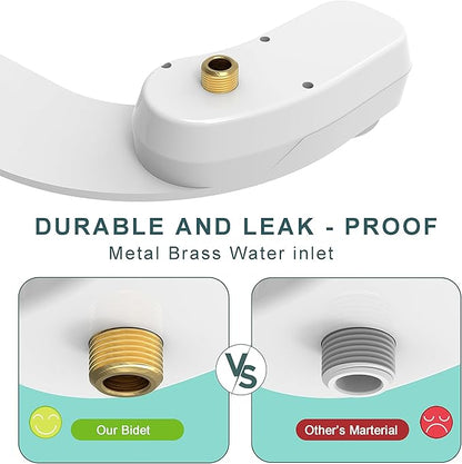 Bidet Attachment for Toilet - Left Handed Bidet Ultra-Slimt Non-Electric Dual Nozzle (Frontal & Rear Wash) Adjustable Water Pressure, Water Bidet Toilet Seat Attachment,Easy to Install (Silver)