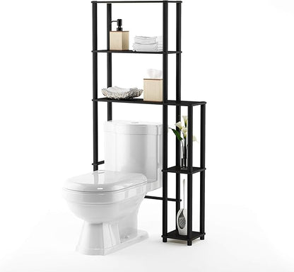 Furinno Turn-N-Tube Over The Toilet Storage, 5 Shelves Bathroom Organizer Space Saver Rack, Espresso/Black