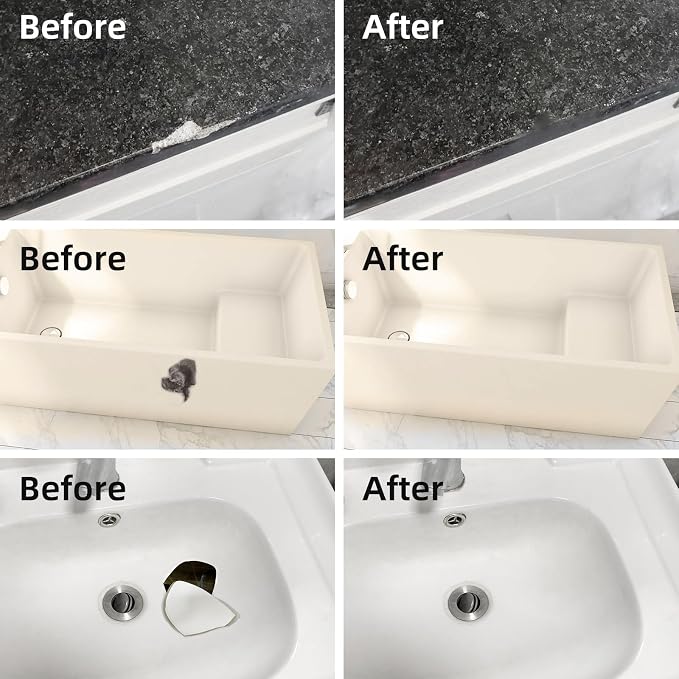 Tub and Fiberglass Shower Repair Kit White, Porcelain Tile Repair Kit | Porcelain Sink and Acrylic Bathtub Repair Kit for Cracks Chips Dents Holes Almond/Biscuit/Bone 3.7oz