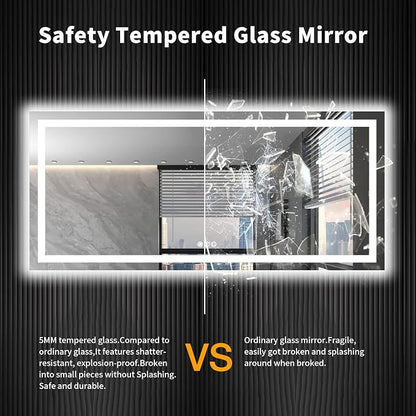 LOAAO 72"X32" LED Bathroom Mirror with Lights, UL Listed | Anti-Fog, Dimmable, 3 Color Temperature, Backlit + Front Lit, Memory Function, Tempered Glass