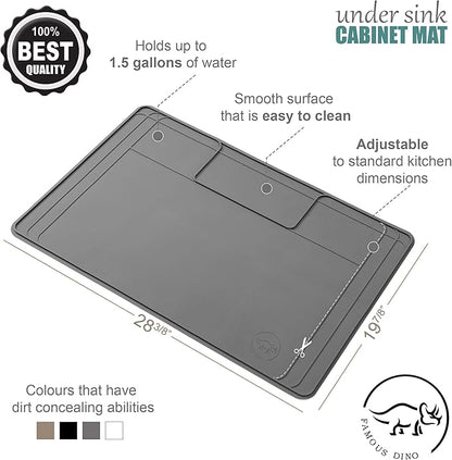 The Original Under Sink Mat - Adjustable Silicone mat, Waterproof Under The Sink Bathroom Vanity Mat - 28" x 19" or smaller