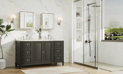 16 x 20 Medicine Cabinet with Mirror, Assembly Required, Brushed Nickel Recessed Medicine Cabinet for Bathroom, Stepless Adjustable Shelves, Beveled Aluminum Frame, DTC Hinge