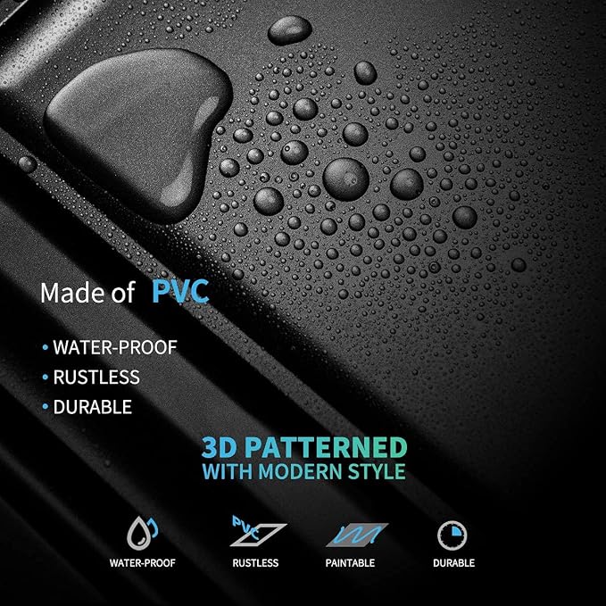 Art3d PVC Ceiling Tiles, 3D Plastic Sheet in Black, 2 x 2 ft, 12-Pack | Lightweight, Waterproof, No Sag and Breakage, Compatible with Grid System, Perfect for Basement, Kitchen