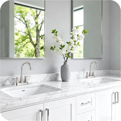 Brushed Nickel Bathroom Faucet 3 Hole, 4 Inch 2-Handle Centerset Bathroom Sink Faucet, Faucet for Bathroom Sink 360° Swivel Bathroom Faucets RV Lavatory Vanity Faucet with Pop-up Drain