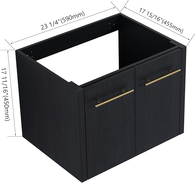 24" Floating Bathroom Vanity,24 Inch Bathroom Vanity Without Sink,Modern Vanity Cabinet,Black Wall Mounted Cabinet(Sink Basin Not Included)