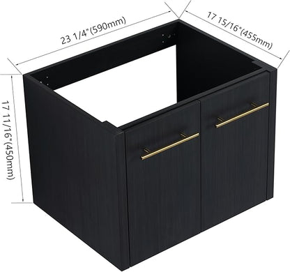 24" Floating Bathroom Vanity,24 Inch Bathroom Vanity Without Sink,Modern Vanity Cabinet,Black Wall Mounted Cabinet(Sink Basin Not Included)