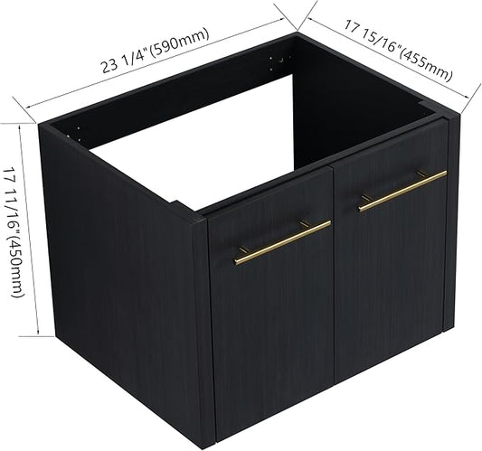 24" Floating Bathroom Vanity,24 Inch Bathroom Vanity Without Sink,Modern Vanity Cabinet,Black Wall Mounted Cabinet(Sink Basin Not Included)