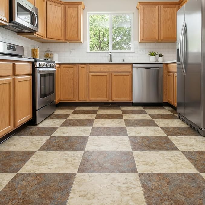 Peel and Stick Floor Tile 12 x 12 Inch Self Adhesive Marble Vinyl Flooring | waterproof and removable sticker tiles, 20-pack covers 20 Sq. Ft, DIY tiles for bedroom, bathroom, kitchen and dining room