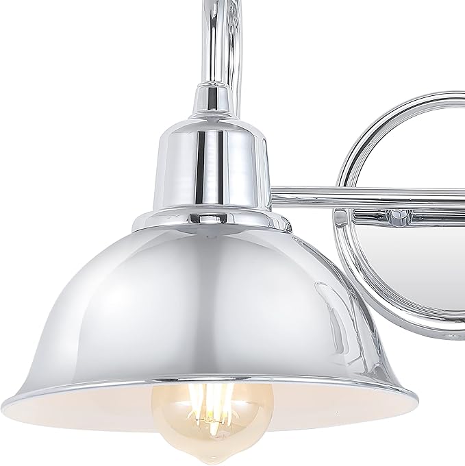 JONATHAN Y 18" Chrome Farmhouse Industrial 1-Light LED Vanity Wall Sconce for Bathroom Mirror Kitchen, Metal Shade, Dimmable Vintage Lighting, LED Bulb Included (JYL7482A)