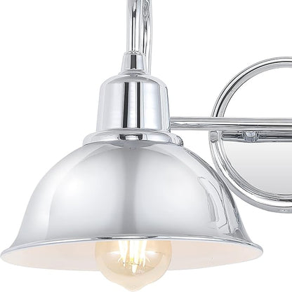 JONATHAN Y 18" Chrome Farmhouse Industrial 1-Light LED Vanity Wall Sconce for Bathroom Mirror Kitchen, Metal Shade, Dimmable Vintage Lighting, LED Bulb Included (JYL7482A)