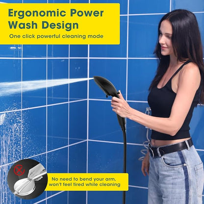 Filtered Shower Head with Handheld, High Pressure 8 Sprays, Black | 80" Long Stainless Hose, Built-in Power Wash, Water Softener Filter Beads for Hard Water - Remove Chlorine, Reduce Dry Skin