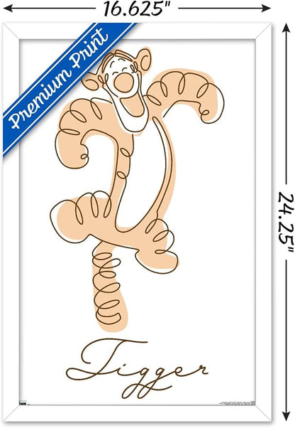 Trends International Disney Simple Moments Line Art - Tigger Wall Poster, 22.4L x 14.7W, White Framed Version