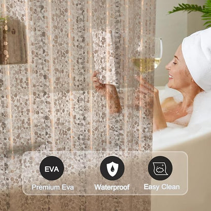 Shower Curtain Liner, 100% Waterproof EVA Shower Curtains with 3 Duty Heavy Bottom Magnets and 12 Rust Proof Grommets, 72x72 Weighted Shower Liner for Shower Stall, Bathtubs