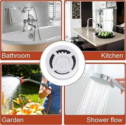 8Pcs Shower Flow Restrictor, White Water Flow Reducer Control Value | 2.5 GPM Shower Head Water Saver, Plastic, 0.56 0.54 0.21 in, Universal Size, 14mm Connector