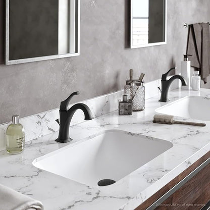 KRAUS KBF-1201BG Arlo Single Handle Basin Bathroom Faucet with Lift Rod Drain and Deck Plate, Brushed Gold (2-Pack)