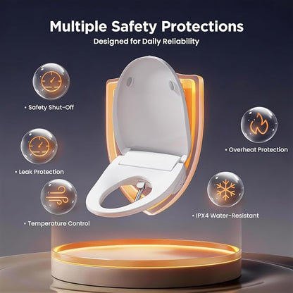 JOMOO Smart Bidet Toilet Seat Elongated, Electric Bidet with Heated Seat, Warm Air Dryer, Self-Cleaning Stainless Steel Nozzle, Remote Control, Night Light, Easy Installation
