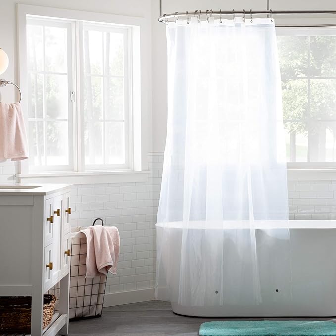 Linenspa Clear 4G Shower Curtain Liner – PEVA Waterproof Vinyl – 72 x 72 Inch Standard Shower Liner - Dorm Room Essentials