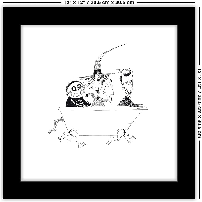 Trends International Gallery Pops Disney Tim Burton's The Nightmare Before Christmas - Bathtub Wall Art Wall Poster, 12" x 12", Black Framed Version