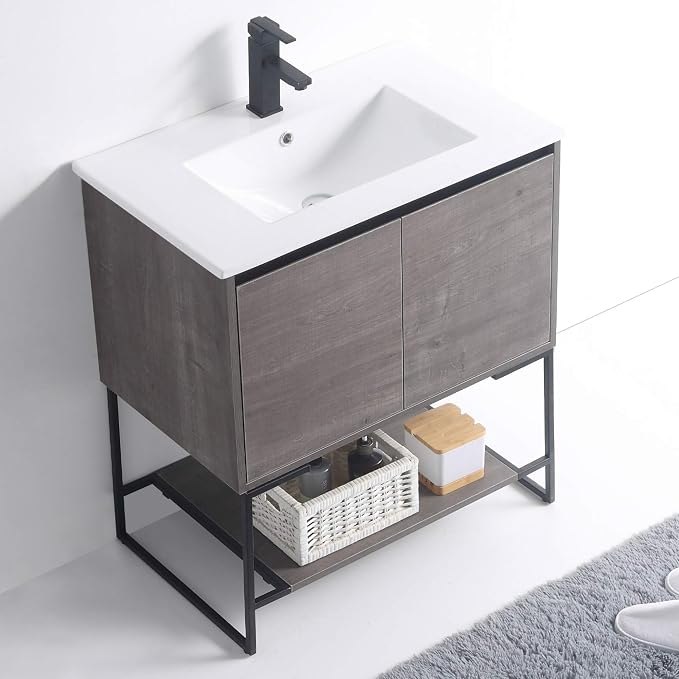30 Inch Bathroom Vanity with Sink - Modern Knob Free Design, Elegant Space-Saving Solution for Your Bathroom - Durable, Bathroom Vanities for a Contemporary Look - Urbania Collection