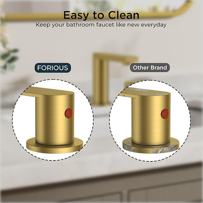 FORIOUS 8 Inch Bathroom Faucet 3 Hole, 2 Handles for Vanity Brushed Gold | 2 Handles Bathroom Sink Faucet with Pop-up Drain and 24" cUPC Lines, Fits 6-12 Inch 3 Hole Install, for RV Laundry Sink