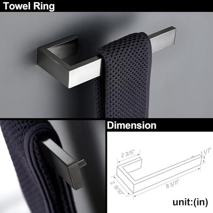 BAGNOLUX Brushed Nickel Bathroom Hardware Set 4 Pieces, Bath Towel Holder Set SUS304 Stainless Steel, Towel Racks Set for Wall Mount, Square Bathroom Accessories Set Towel Bar Heavy Duty