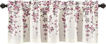 Lush Decor Valance Weeping Flower Light Filtering Window Curtain, Purple & Gray