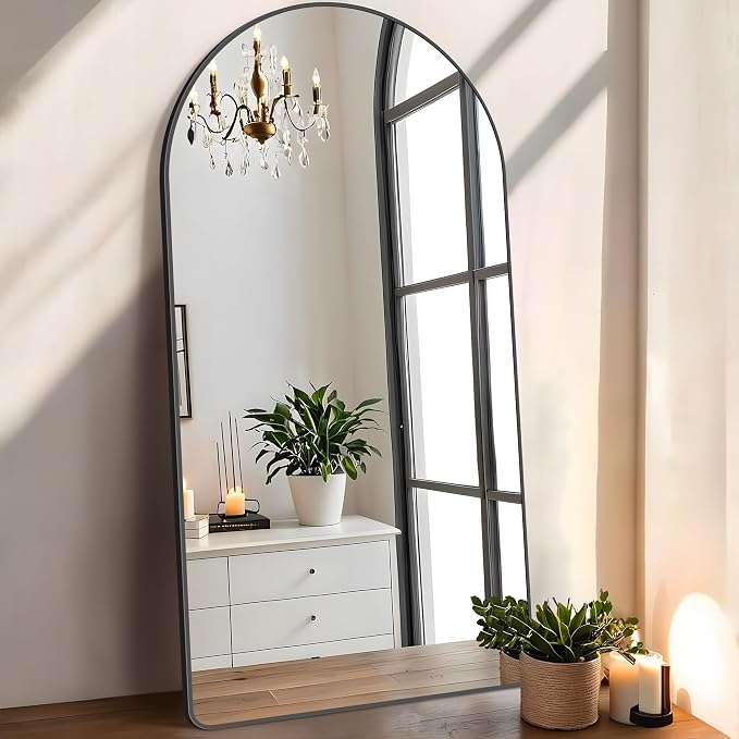 FORBATH Arched Mirror 24x48 Inch, Black Arched Mirror Wall Mounted Modern Black Aluminum Frame Decor Large for Dresser Bedroom Living Room Entryway, Hanging or Leaning Against Wall