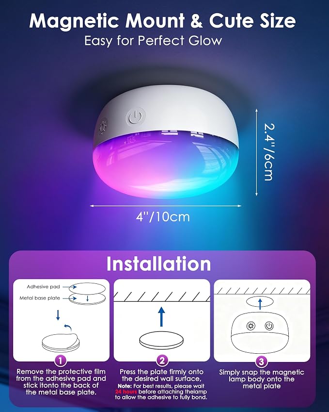 Rechargeable Shower Light, 4″ Round, 300LM Bright, 4000mAh Waterproof Shower Lamp with Remote, 15 RGB Colors & 3 CCT White, Dimmable Cordless LED Bathroom Light, Magnetic Mount Mood Lighting