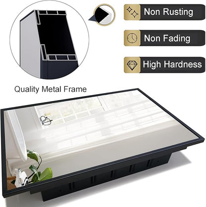 Recessed Medicine Cabinets with Mirror, Black Bathroom Mirror with Storage, Rectangle Medicine Cabinet Vanity Mirrors, Antirust Metal Framed Wall Mirror Recessed or Surface Mount, 16x24 Inch
