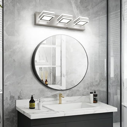 SOLFART 52inch Vanity Lights Fixtures - 8 Lights LED Modern Acrylic Brushed Nickel Vanity Lights Bathroom Wall Lighting Over Mirror