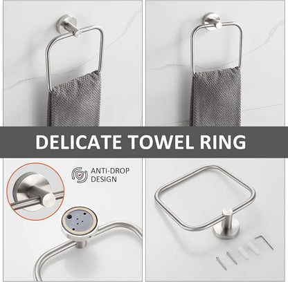 Bathroom Accessories Set 4 Piece Bathroom Hardware Set Stainless Steel 304 Brushed Nickel Bathroom Accessories Set Wall Mounted