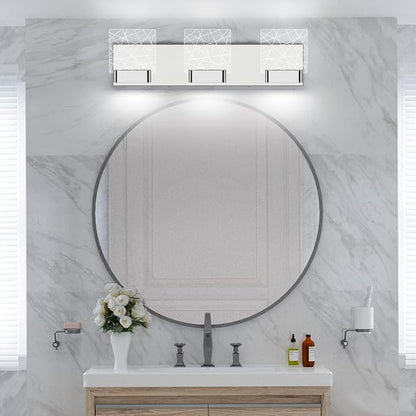 Aipsun Modern Bathroom Vanity Light 3 Light Stainless Steel Chrome Vanity Lighting Fixtures LED Bathroom Lights 6000K