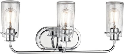 KICHLER Braelyn 24" 3 Light Vanity Light with Clear Seeded Glass Chrome