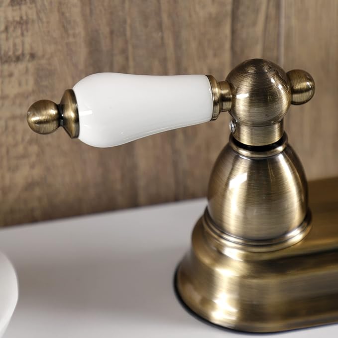 Kingston Brass KB1603PL 4 in. Centerset Bathroom Faucet, Antique Brass,4-Inch Center