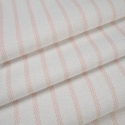 DOSLY Ides Farmhouse Pink Shower Curtain for Bathroom, Beige and Pink Stripe, Button Bathroom Curtain, Cotton Blend Woven Fabric, Rustic Charm Country Chic Style, 72x72 in