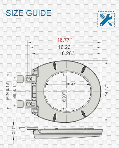 Round Toilet Seat with Slow Close Standard Toilet Seat,Quiet Toilet Cover Seat Toilet Lid Durable Refused to Loosen Easy to Install & Clean,White