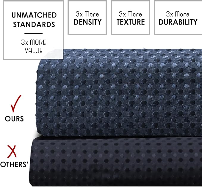 Clara Clark Navy Blue Shower Curtain - Hotel Quality Waffle Fabric Bath Curtain 72x72, Heavy Duty Waterproof Shower Curtains for Bathroom