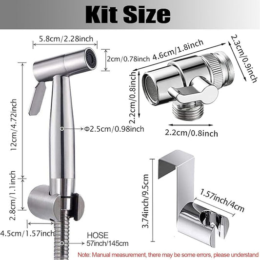 Bidet Toilet Sprayer, Sink Faucet Hose Attachment, Non-Leakage Stainless Steel Brushed Toilet Cleaner Wall for Women Washing, Baby Diaper Cleaner