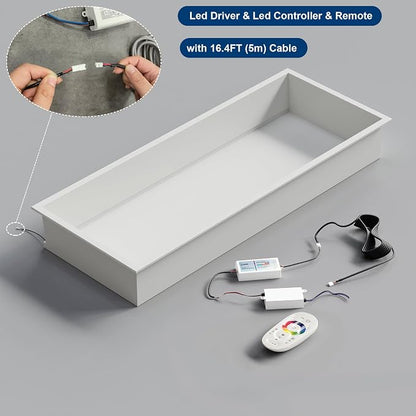 30X12 RGB Shower Niche, White Stainless Steel LED Wall Recessed Organizer, No Tile Needed Wall Niche for Bathroom Storage Built-in Installation