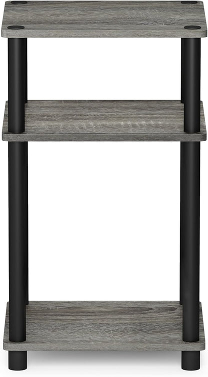 Furinno JUST Side Table, 3-Tier End Table, Open Shelves Night Stand, Bedside Table, Toolless Assembly, for Living Room, Bedroom, Bathroom, French Oak