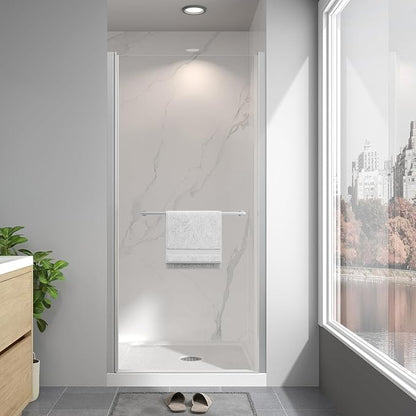 34"-36" W x 72" H Frameless Pivot Shower Door Brushed Nickel | 1/4"(6mm) SGCC Tempered Glass with Explosion-Proof Film &Nano Coating,Customizable Width