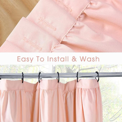Homechoice Decor 2-Piece Peach Shower Curtain, 72" W x 72" H x 2 Panels | Soft Fabric Double Panels for Easy Access, Cozy Brushed Texture, Ruffle Design, Everyday Bathroom Décor (LQ-44)