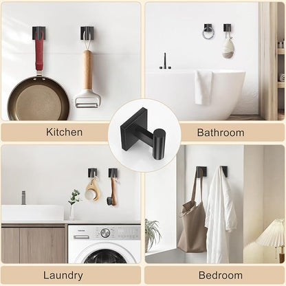 Lairuier Matte Black Bathroom Accessories, Towel Bar Set Wall Mounted | 5 Pieces Bathroom Hardware Set, SUS304 Stainless Steel Double Base 23.6" Towel Bar, Towel Ring, Toilet Paper Holder & Hooks