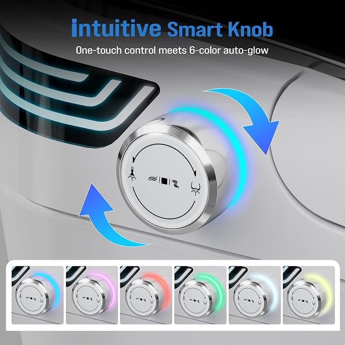 Smart Toilet with Bidet Built In, Tankless Bidet Toilet with 1000g MaP Flush Power, Auto Open/Close Lid, Dual Auto Flush, Heated Seat, Air Dryer, Multiple Cleaning Modes, Foot Sensor