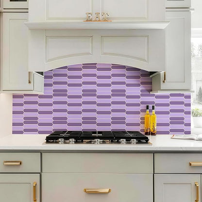 Joysticky 10-Sheet Peel and Stick Backsplash, 12" * 12" Crystal Texture Stick on Tiles Backsplash for Kitchen & Bathroom，Thicker Design Peel and Stick Wall Tiles（Light Purple）