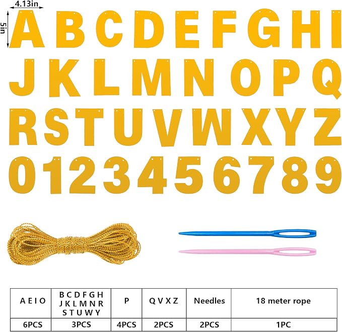 DIY Banner Kit with Letters Bright Gold Customizable Birthday Banners Graduation Banner Custom Party Hanging Banners for Graduation Wedding Party Baby Shower Decoration (Bright Gold)