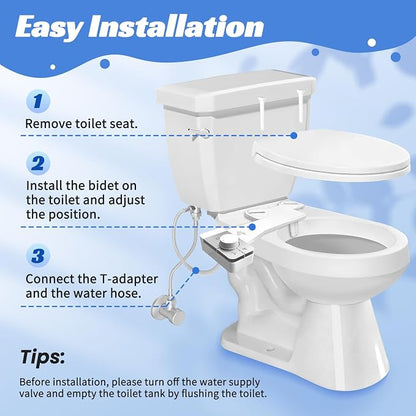 Bidet Attachment for Toilet,Self Cleaning Water Sprayer Adjustable Water Pressure Control,Slim Bidets for Toilets,Quick & Easy Installation (White）
