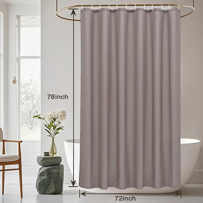 AooHome Extra Long Shower Curtain 72x78 Inch, Fabric Shower Curtain Liner for Hotel with Hooks, Weigthed Hem, Water Repellent, Chocolate