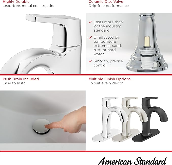 American Standard 7429101.243 Becklow Single-Handle Bathroom Faucet, 1.2 GPM, Matte Black
