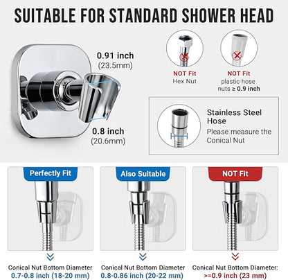 G-Promise Metal Handheld Shower Head Holder, No-Drill Install (Chrome) | Adhesive or Drilled Installation, Wide Adjustment Range Fits All Family Heights, Firmly Secure Showerhead, Easy to Install